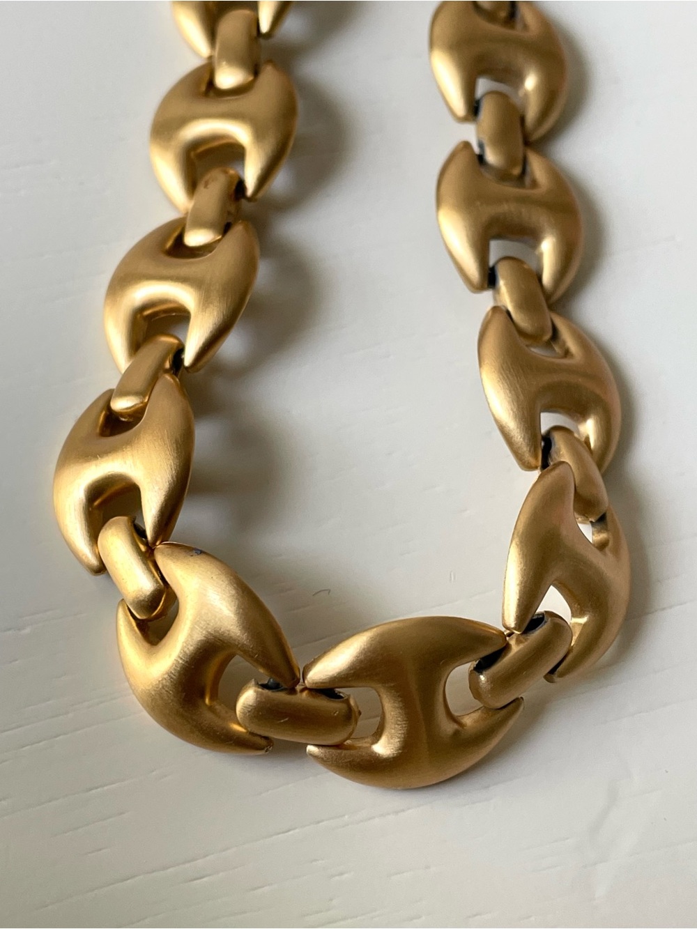 Vintage Monet matte goldtone link choker necklace horse bit Old Money - Picture 7 of 15